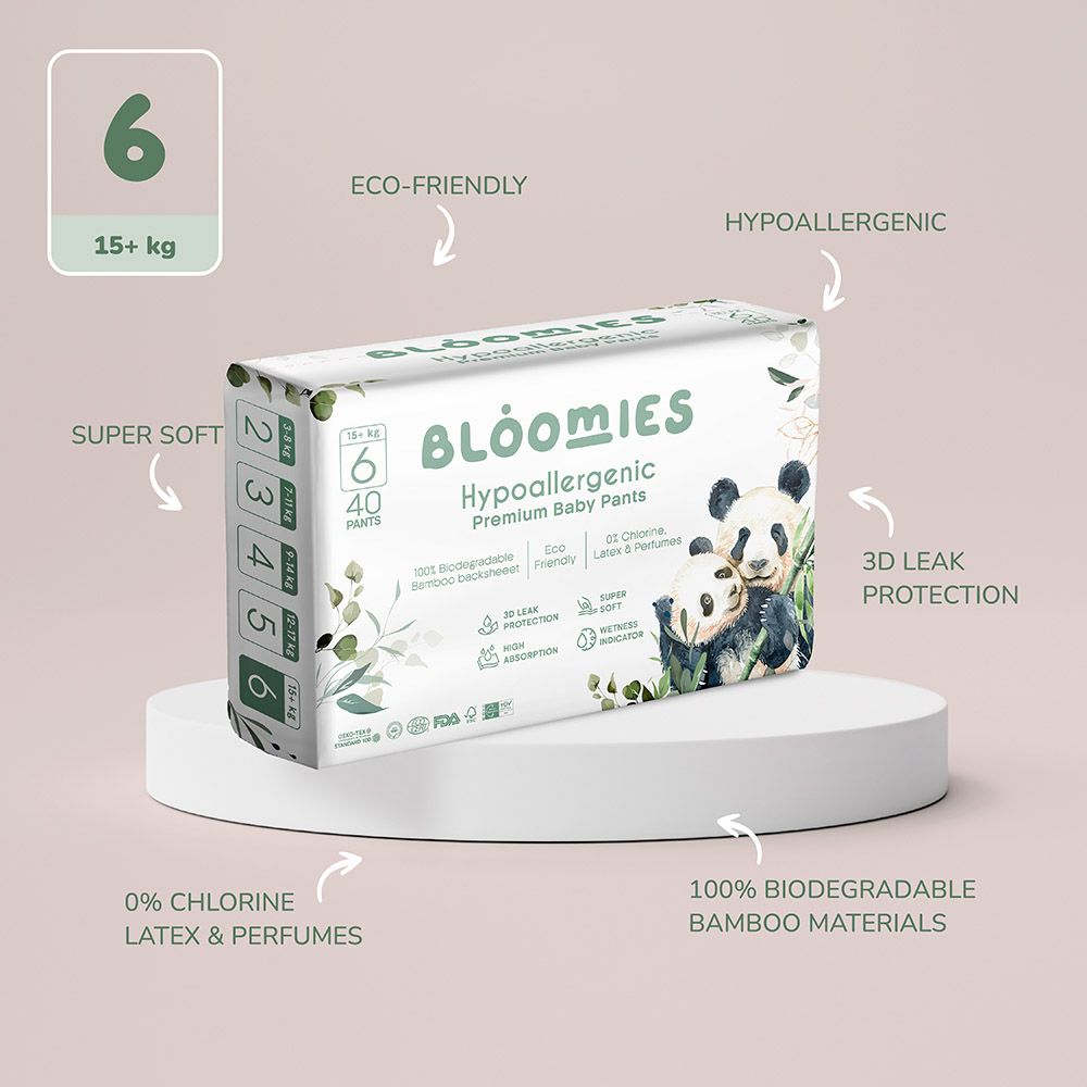 Bloomies - Premium Baby Pants - 15+ kg - Size 6 - 40pcs