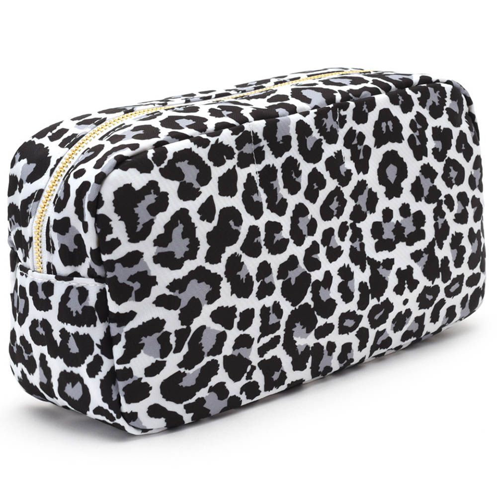 The Happy Tribe - Personalized Medium Leopard Print Pouch - Black/White