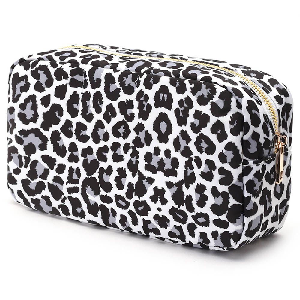 The Happy Tribe - Personalized Medium Leopard Print Pouch - Black/White