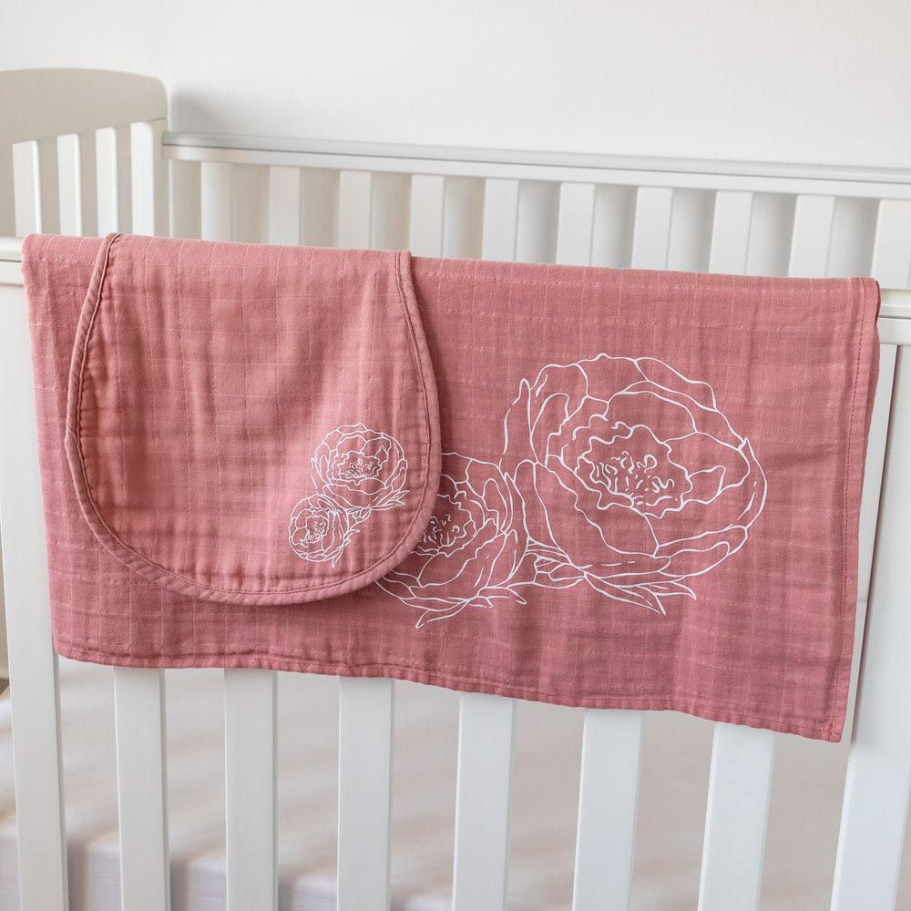 Pioen Baby - 100% Organic Cotton Burp Cloth - Deep Pink