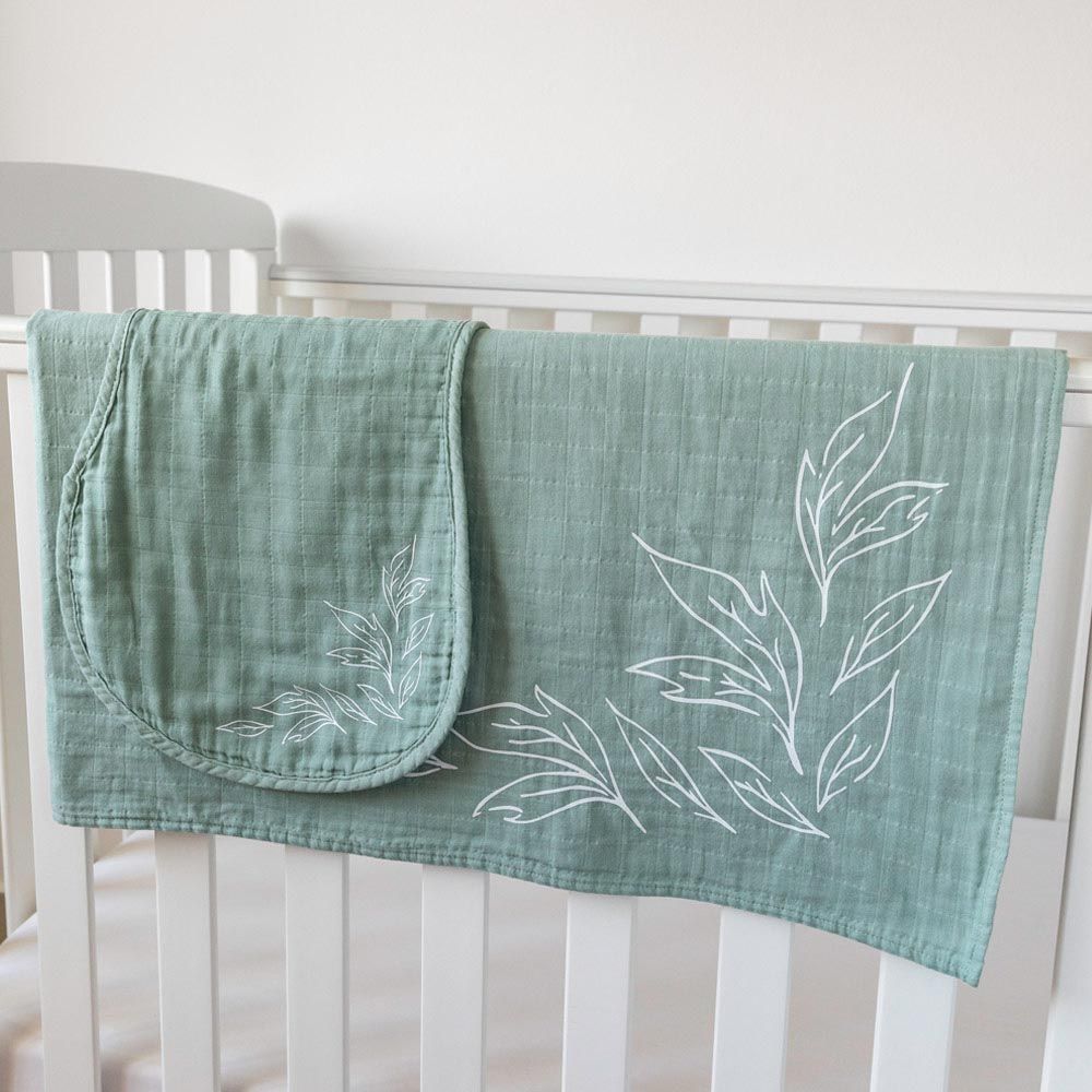 Pioen Baby - 100% Organic Cotton Burp Cloth - Sage Green