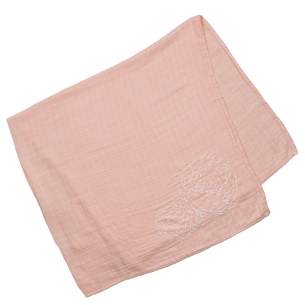 Pioen Baby - 100% Organic Cotton Muslin Swaddle Wrap - Peach Pink