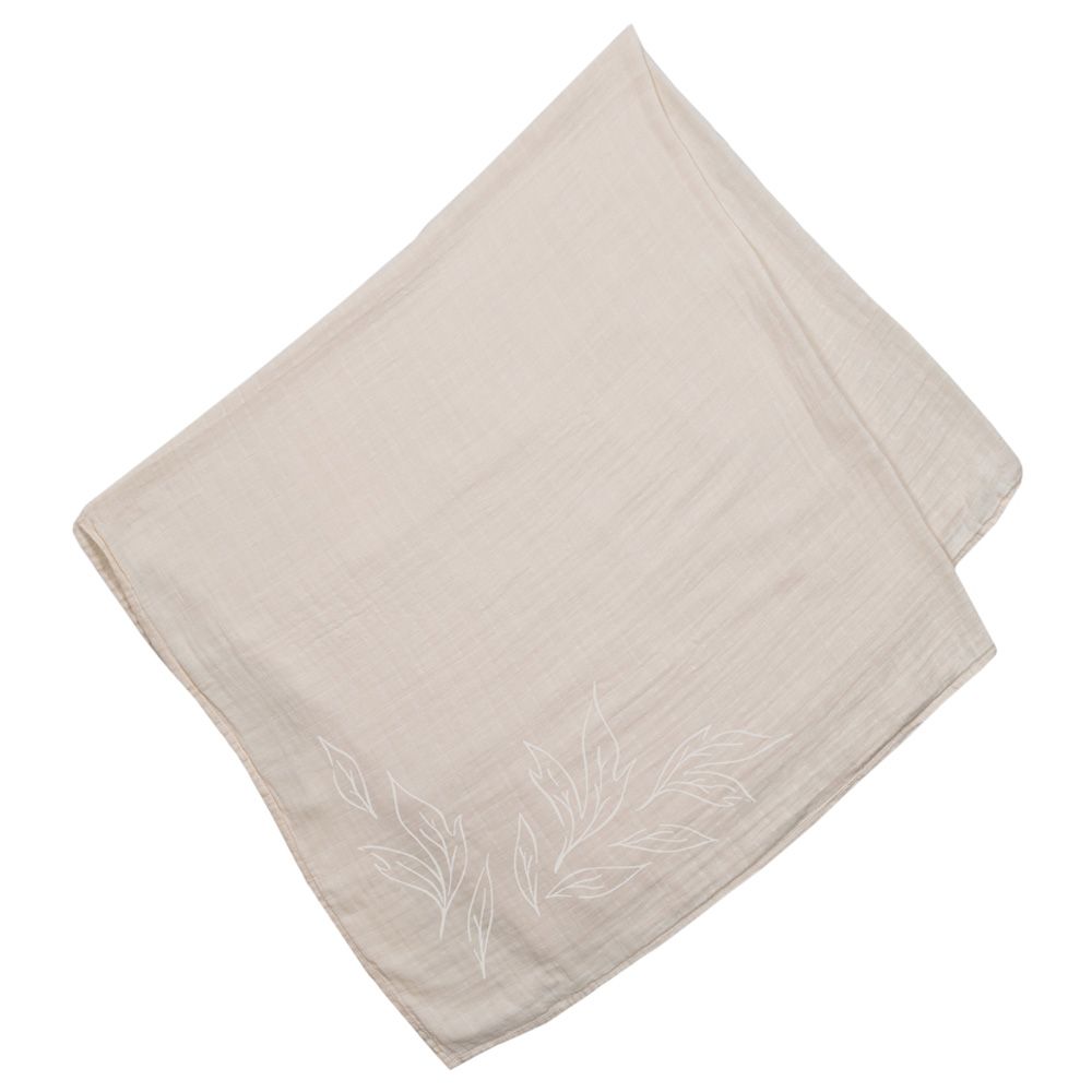 Pioen Baby - 100% Organic Cotton Muslin Swaddle Wrap - Beige