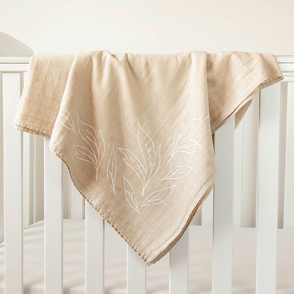 Pioen Baby - 100% Organic Cotton Muslin Swaddle Wrap - Beige