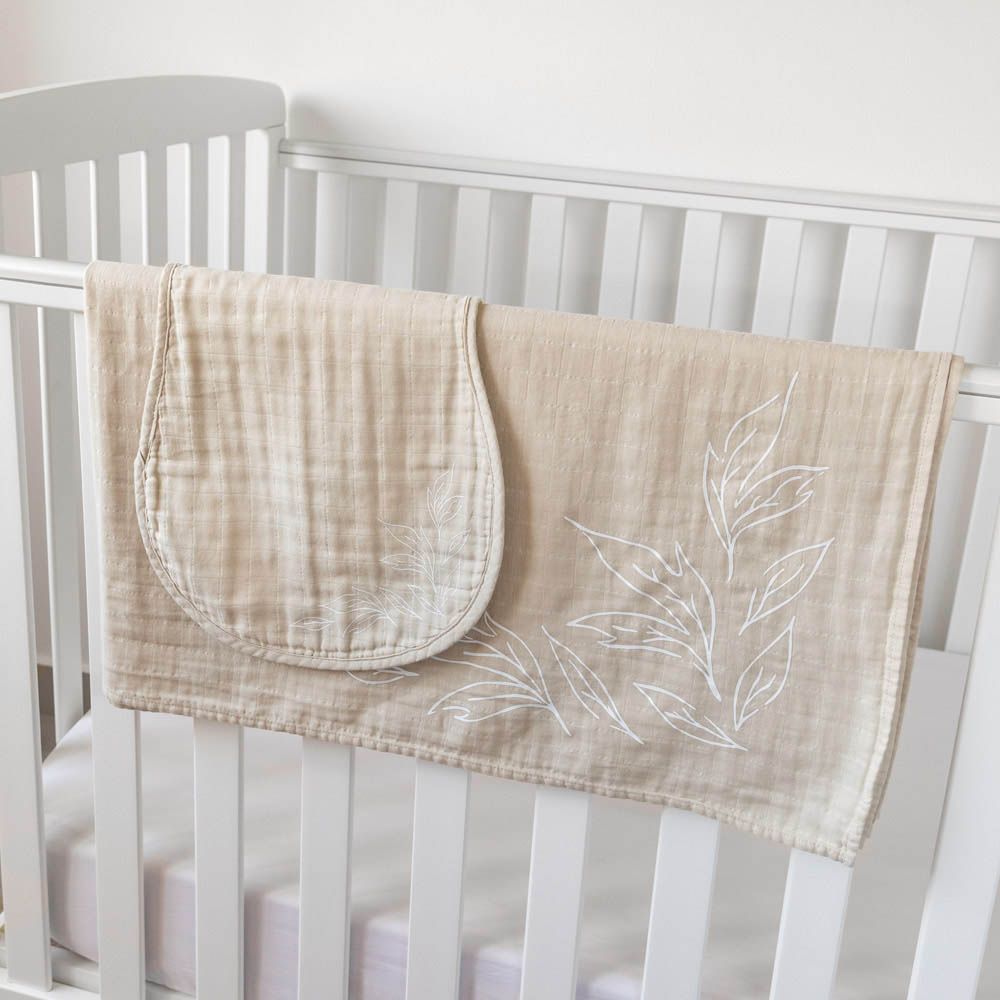 Pioen Baby - 100% Organic Cotton Muslin Swaddle Wrap - Beige