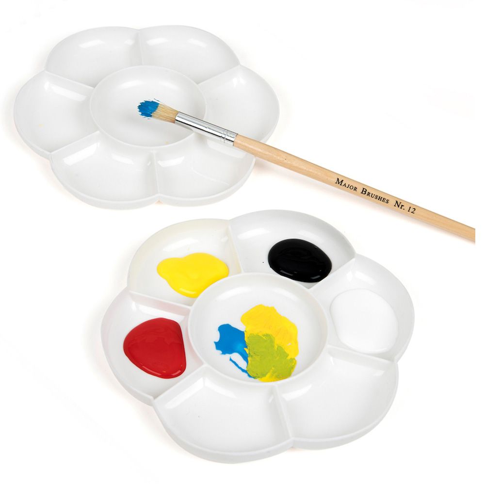 TTS - Flower Paint Palette - White - 2pcs