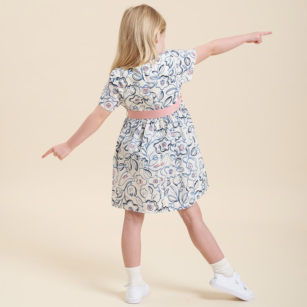 Petit Bateau - Girl's Floral-Print Sweet Cotton Dress - Charme