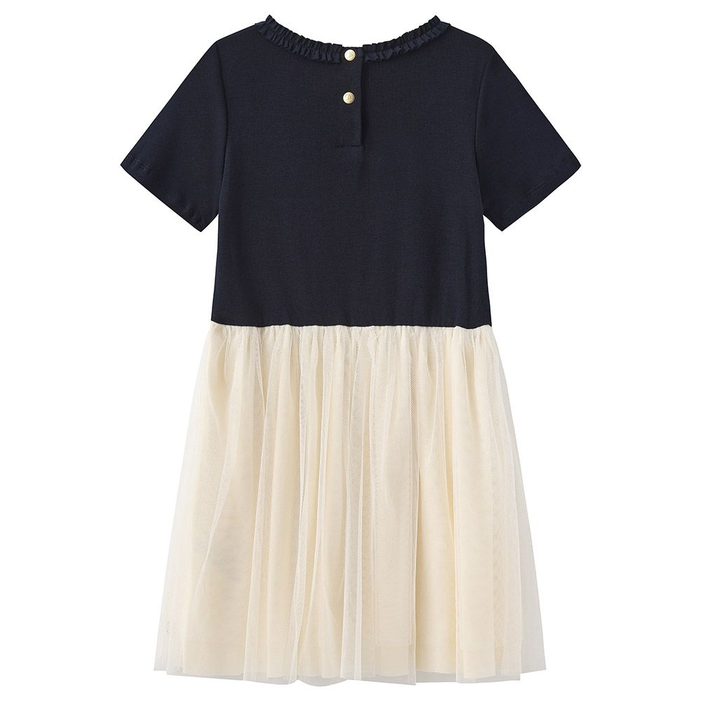 Petit Bateau - Girl's Short-Sleeve Cotton Dress - Smoking