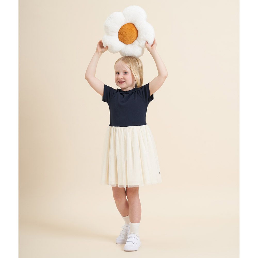 Petit Bateau - Girl's Short-Sleeve Cotton Dress - Smoking