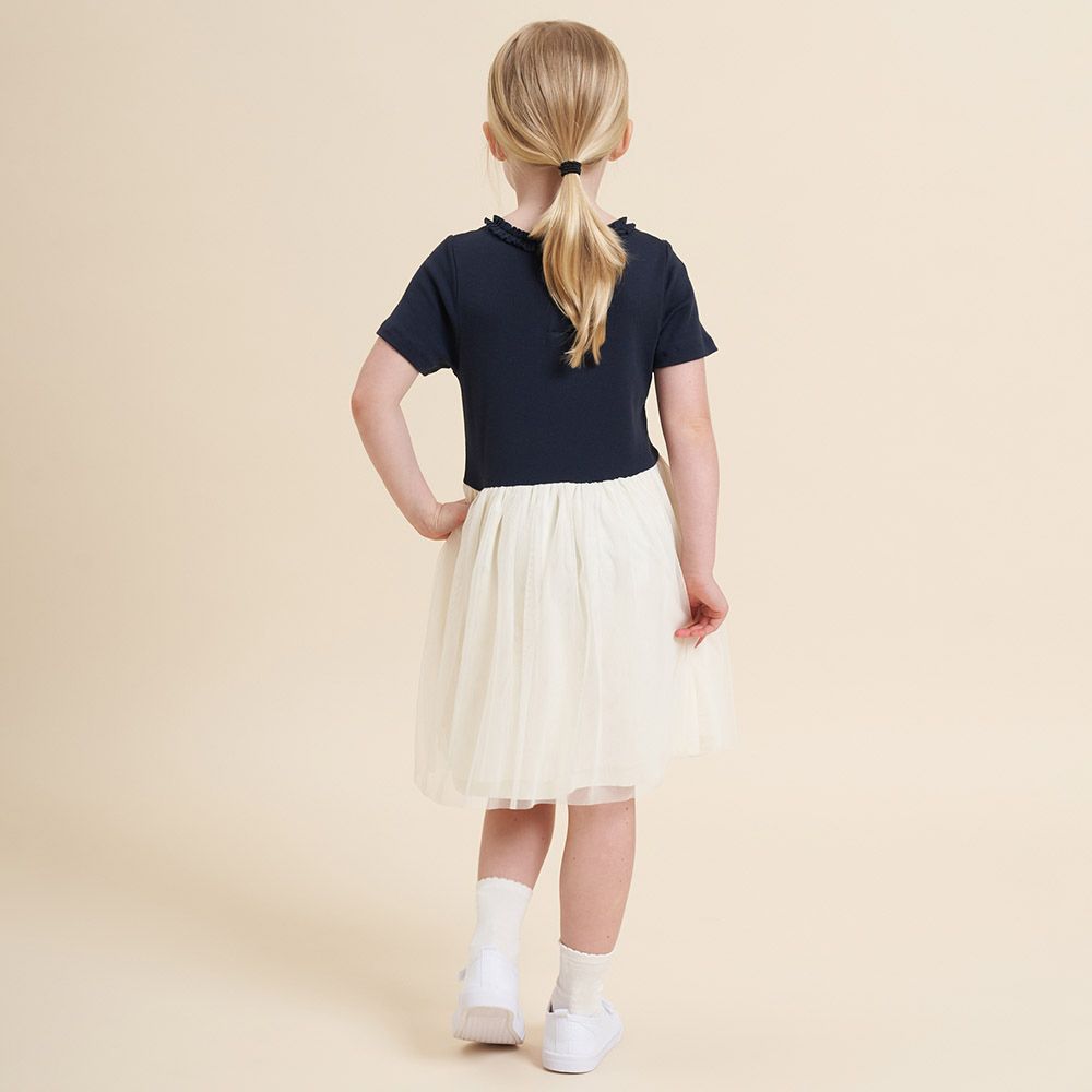 Petit Bateau - Girl's Short-Sleeve Cotton Dress - Smoking