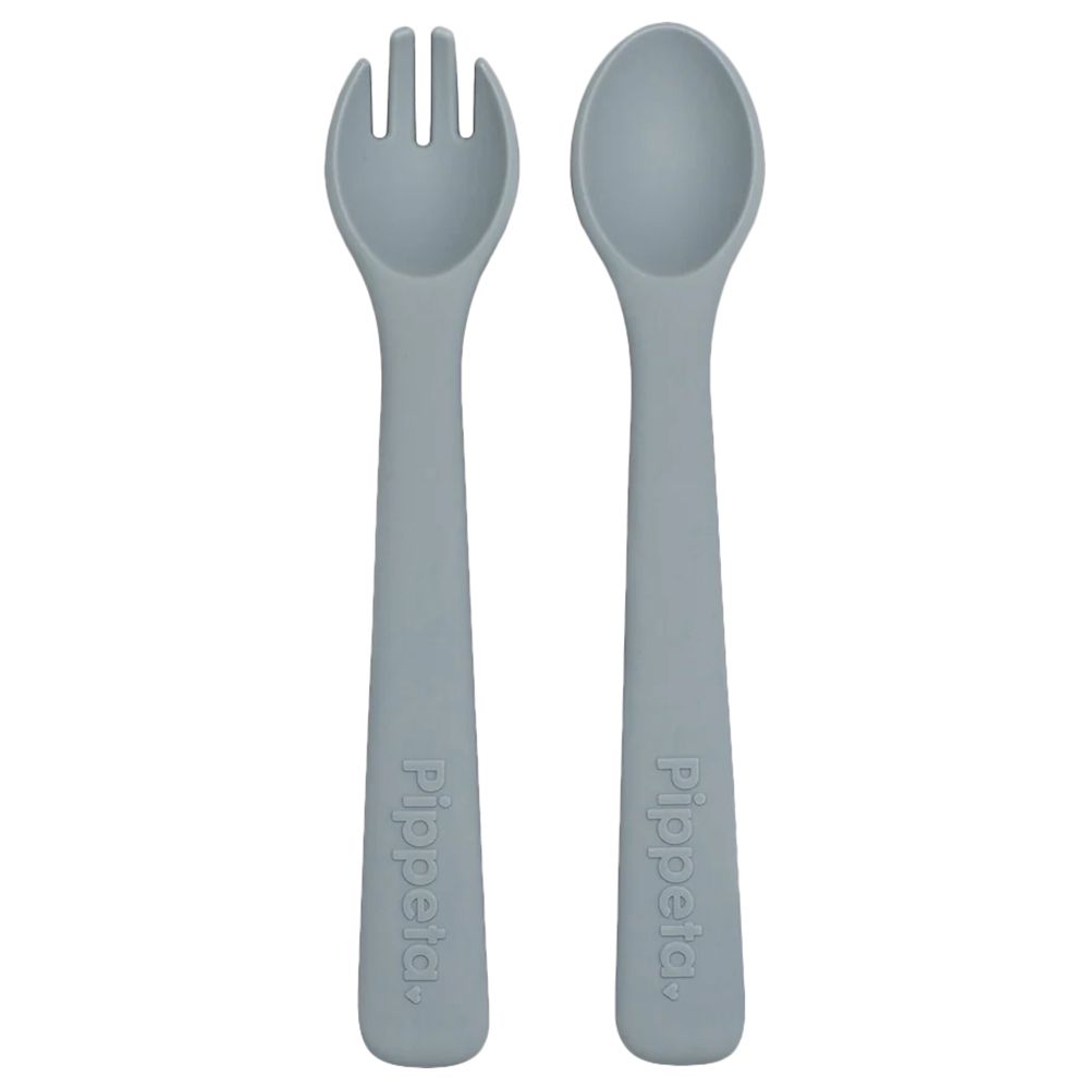 Pippeta - Silicone Spoon & Fork - Sea Salt