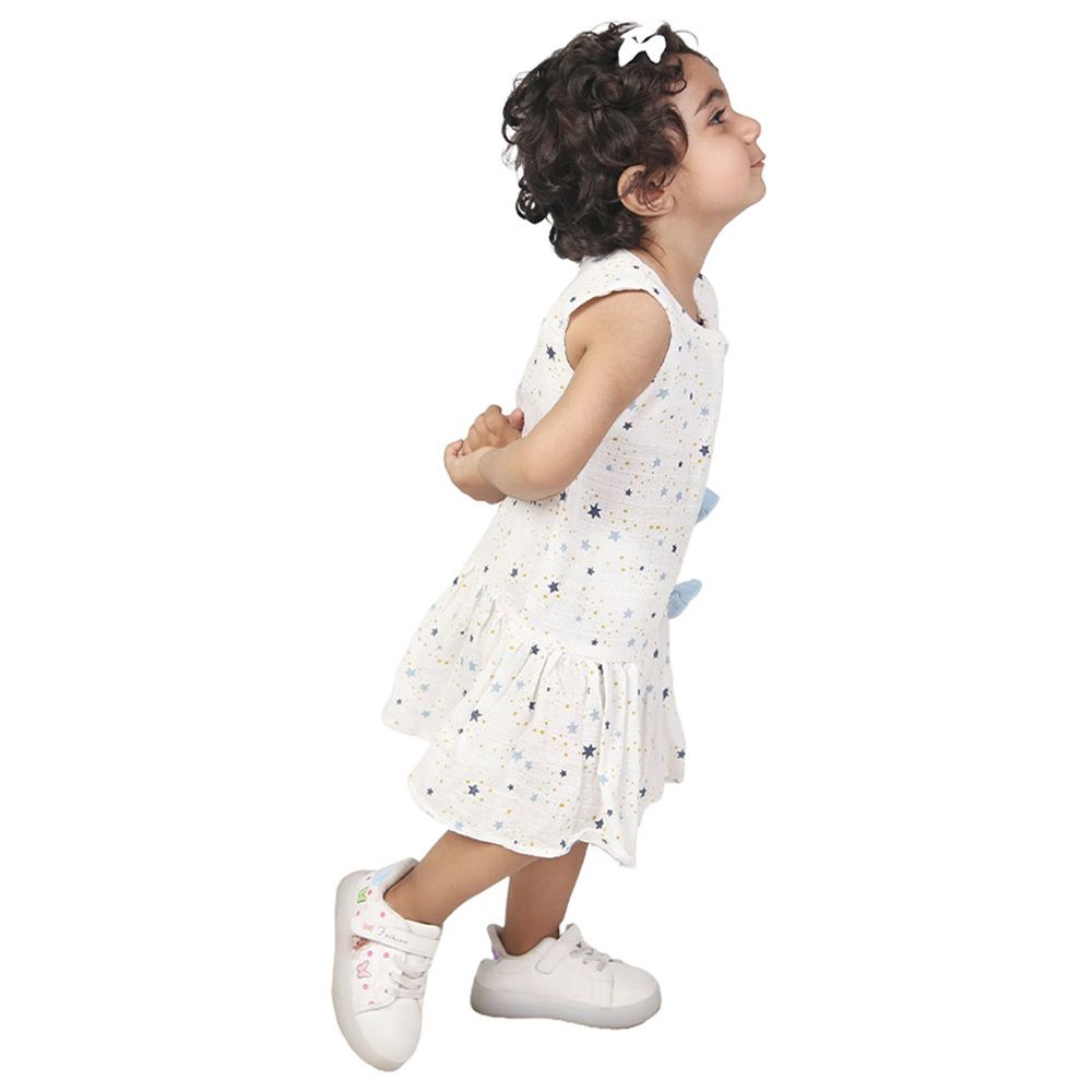 Prokids - Baby Girl's Star Print Muslin Frock - White