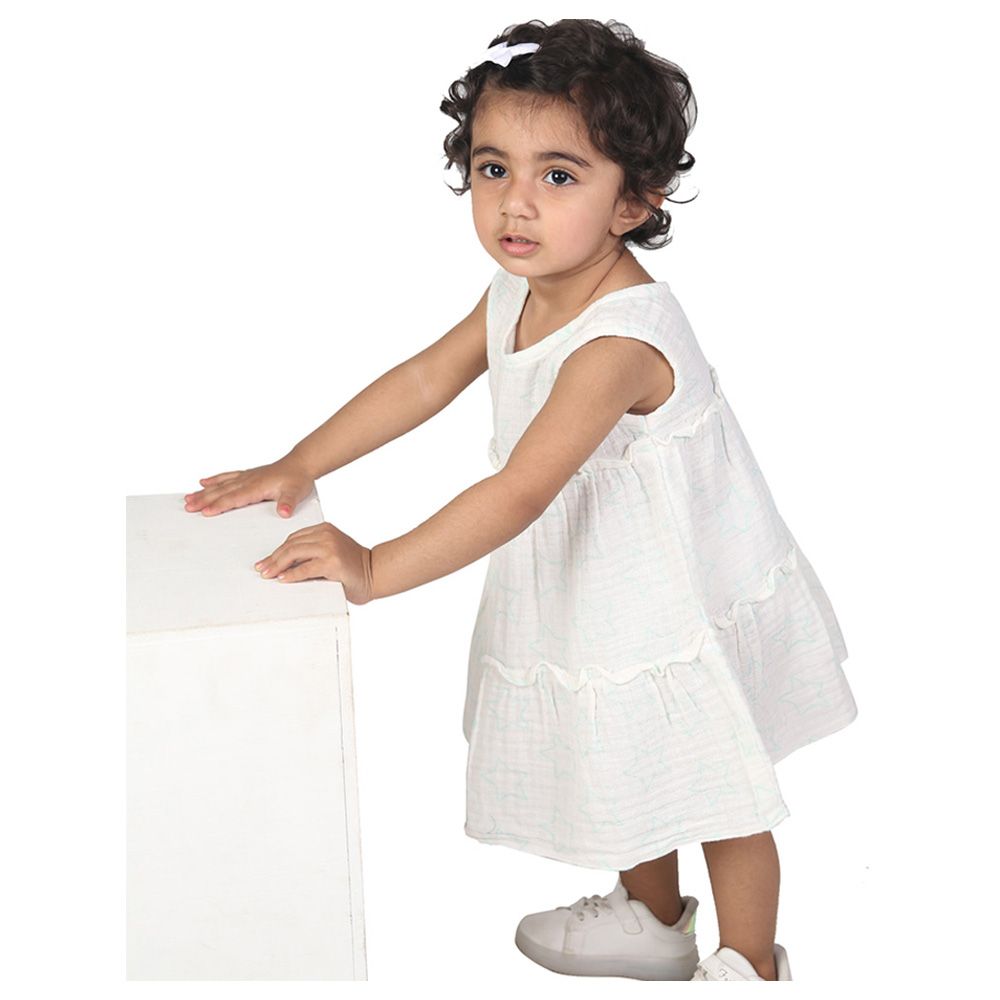 Prokids - Baby Girl's Solid Muslin Frock - White