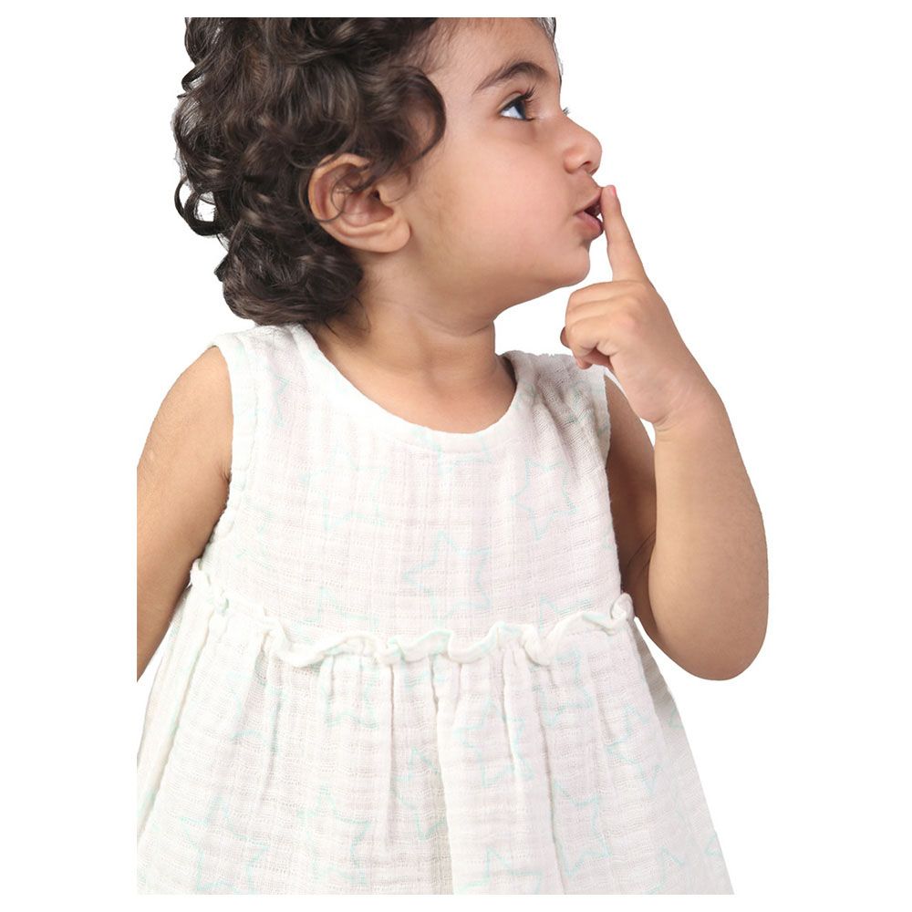 Prokids - Baby Girl's Solid Muslin Frock - White