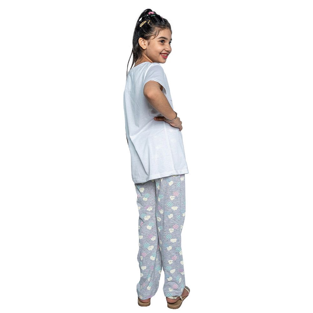 Prokids - 2pc-Set - Girl's T-Shirt And Pyjama Night Suit - White