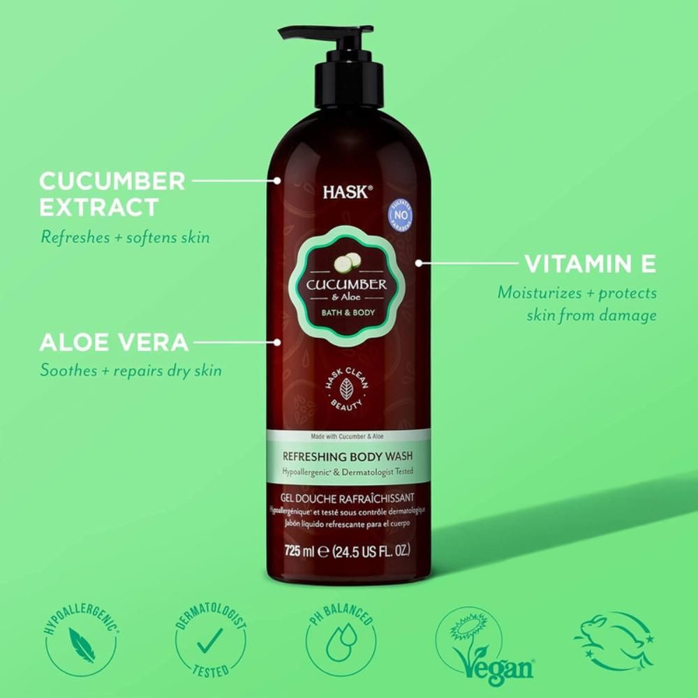 Hask - Cucumber & Aloe Refreshing Body Wash 725ml