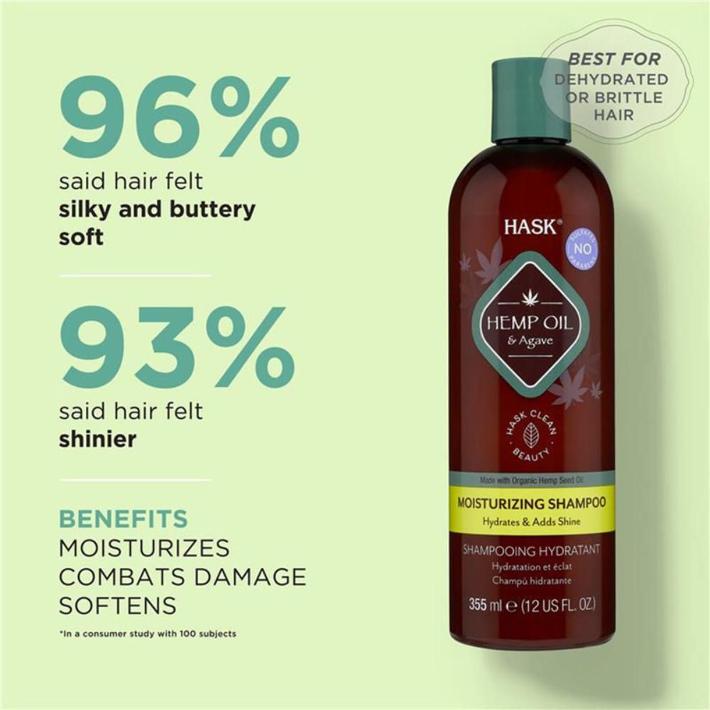 Hask - Hemp Oil & Agave Moisturizing Shampoo 355ml