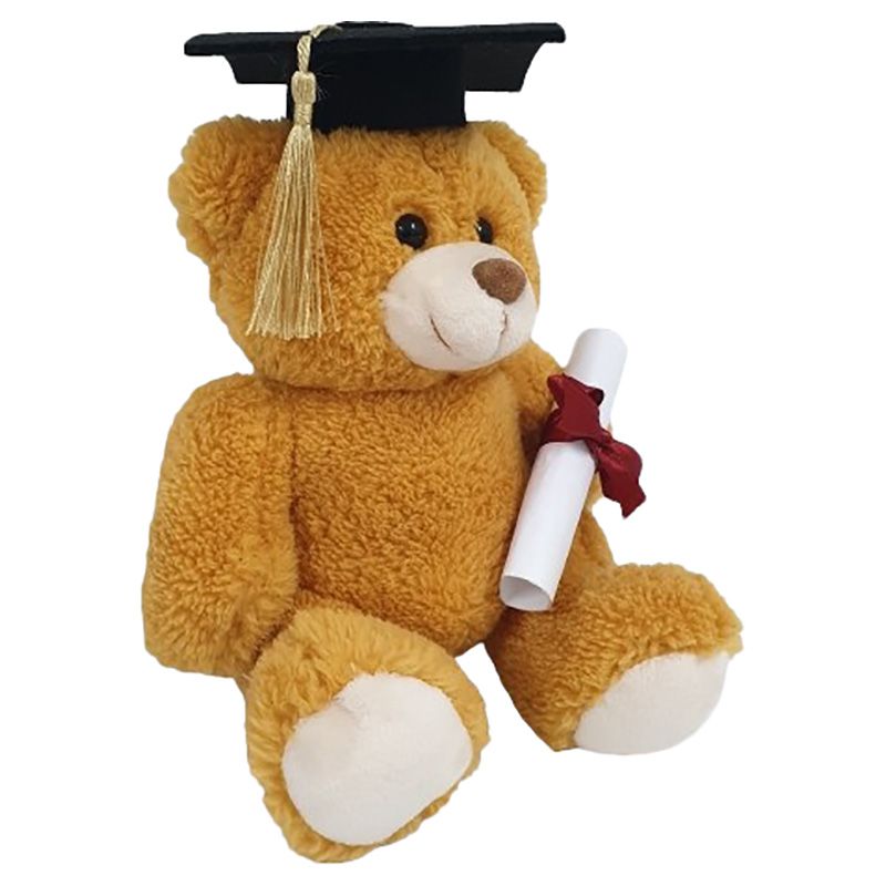 Fay Lawson - Teddy Bear With Hat And Diploma - Golden Brown - 15 cm