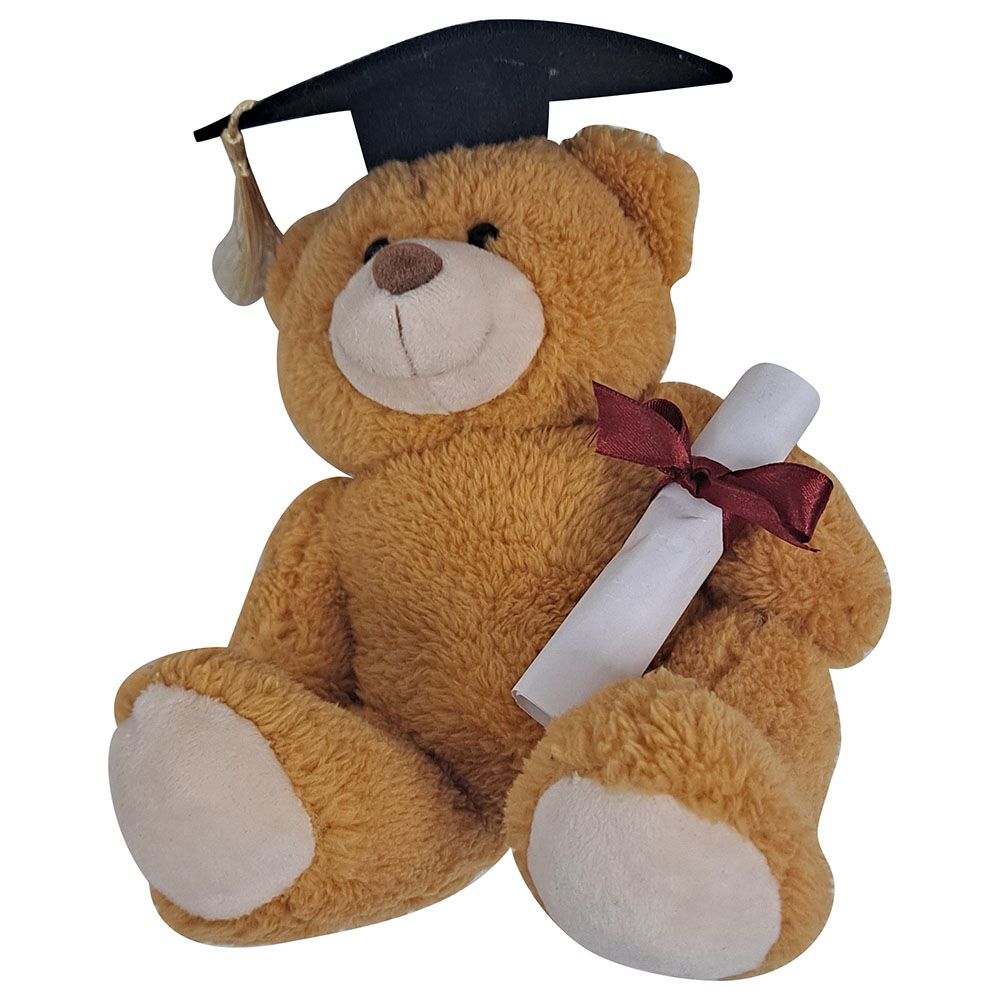 Fay Lawson - Teddy Bear With Hat And Diploma - Golden Brown - 15 cm