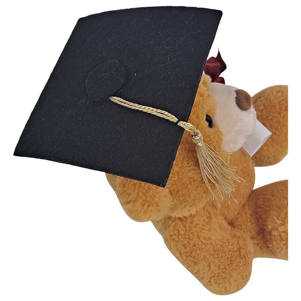 Fay Lawson - Teddy Bear With Hat And Diploma - Golden Brown - 15 cm