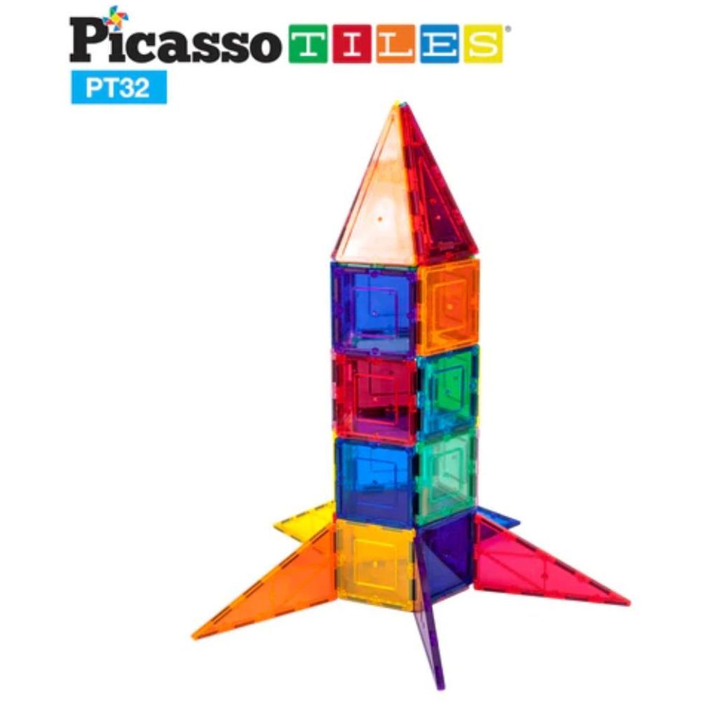 Picasso Tiles - Magnetic Rocket Booster - 32 Pcs