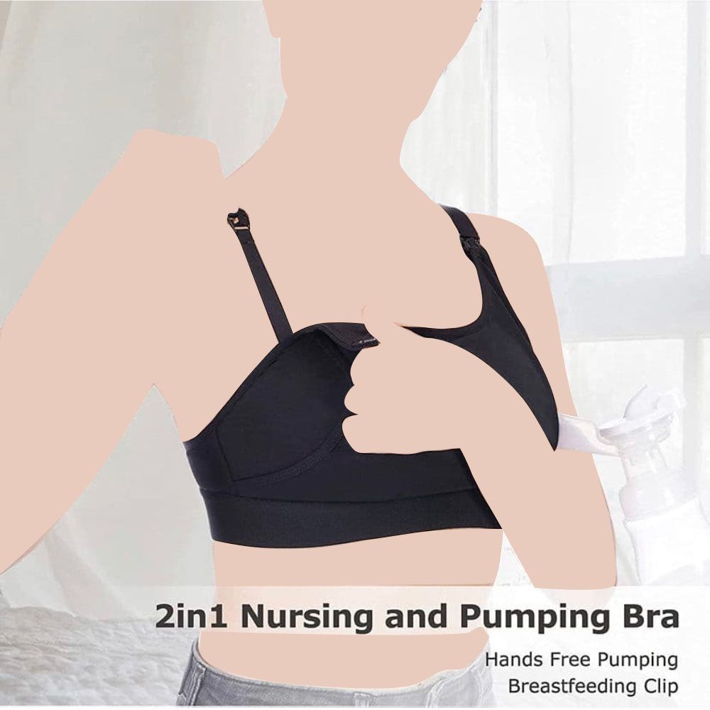 Momcozy - Adjustable Breast-Pumping And Breastfeeding Bra - Black