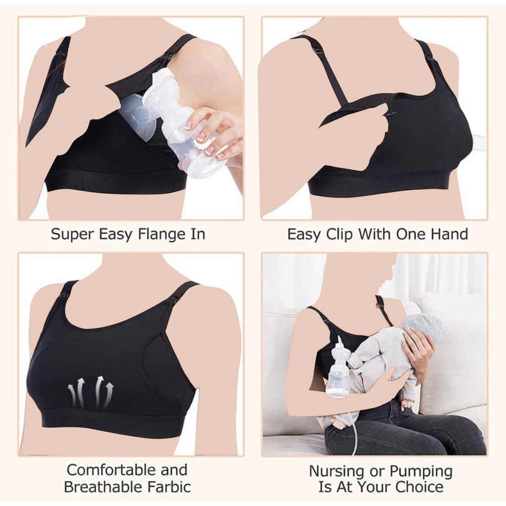 Momcozy - Adjustable Breast-Pumping And Breastfeeding Bra - Black