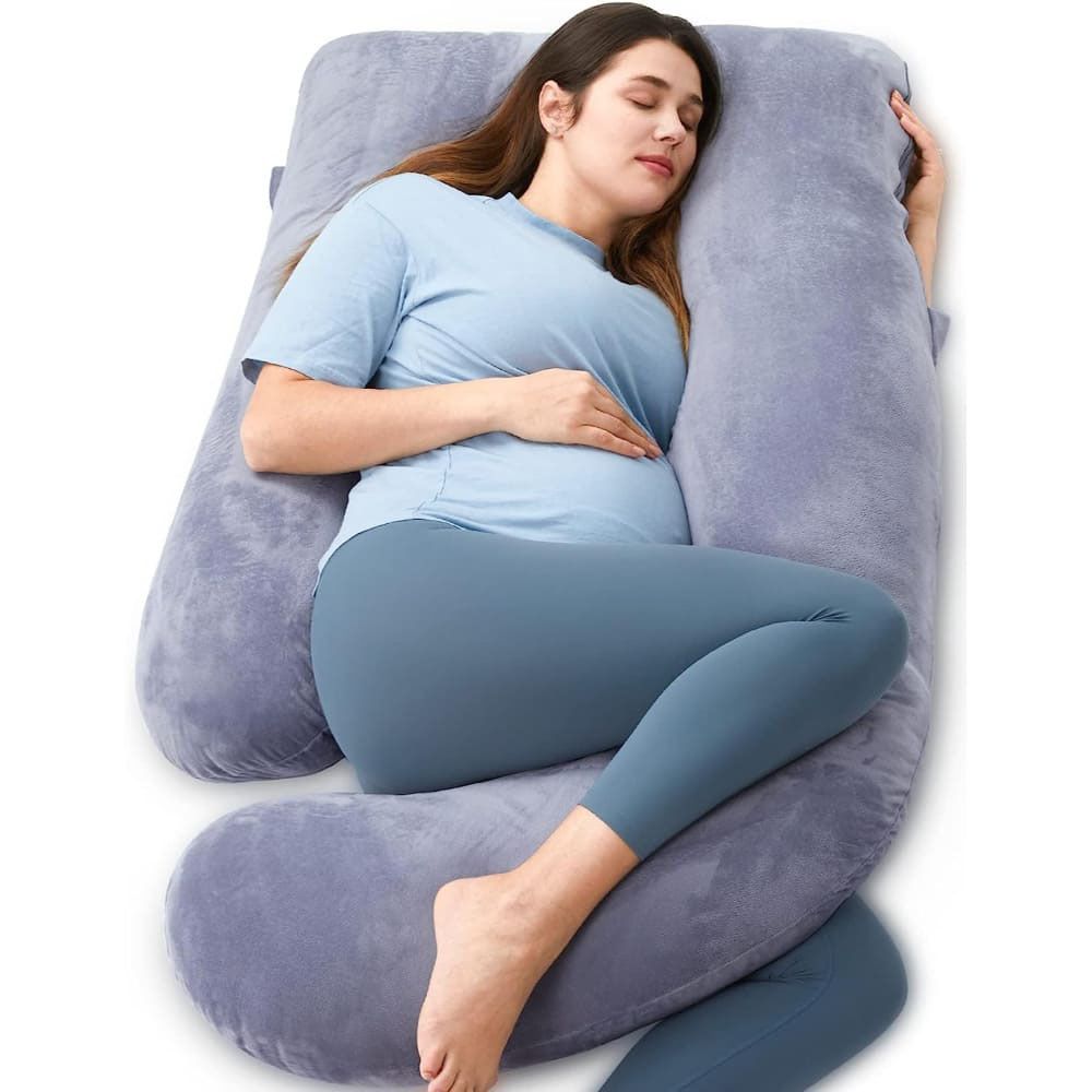 Momcozy - U Shaped Huggable Maternity Pillow W/ Removable Cover - Grey