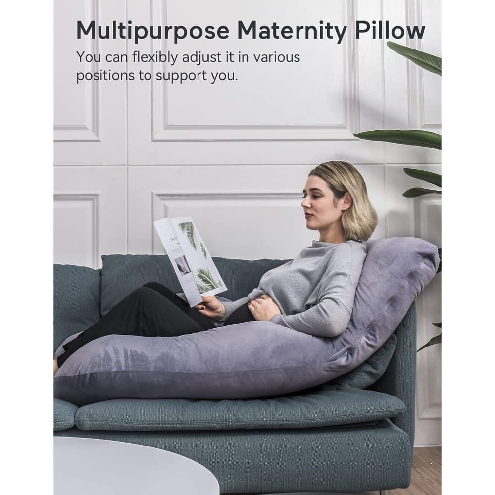 Momcozy - U Shaped Huggable Maternity Pillow W/ Removable Cover - Grey