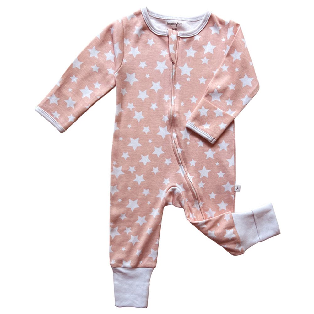 Impressions - Snuggly Stars Romper Beanie Set - Pink