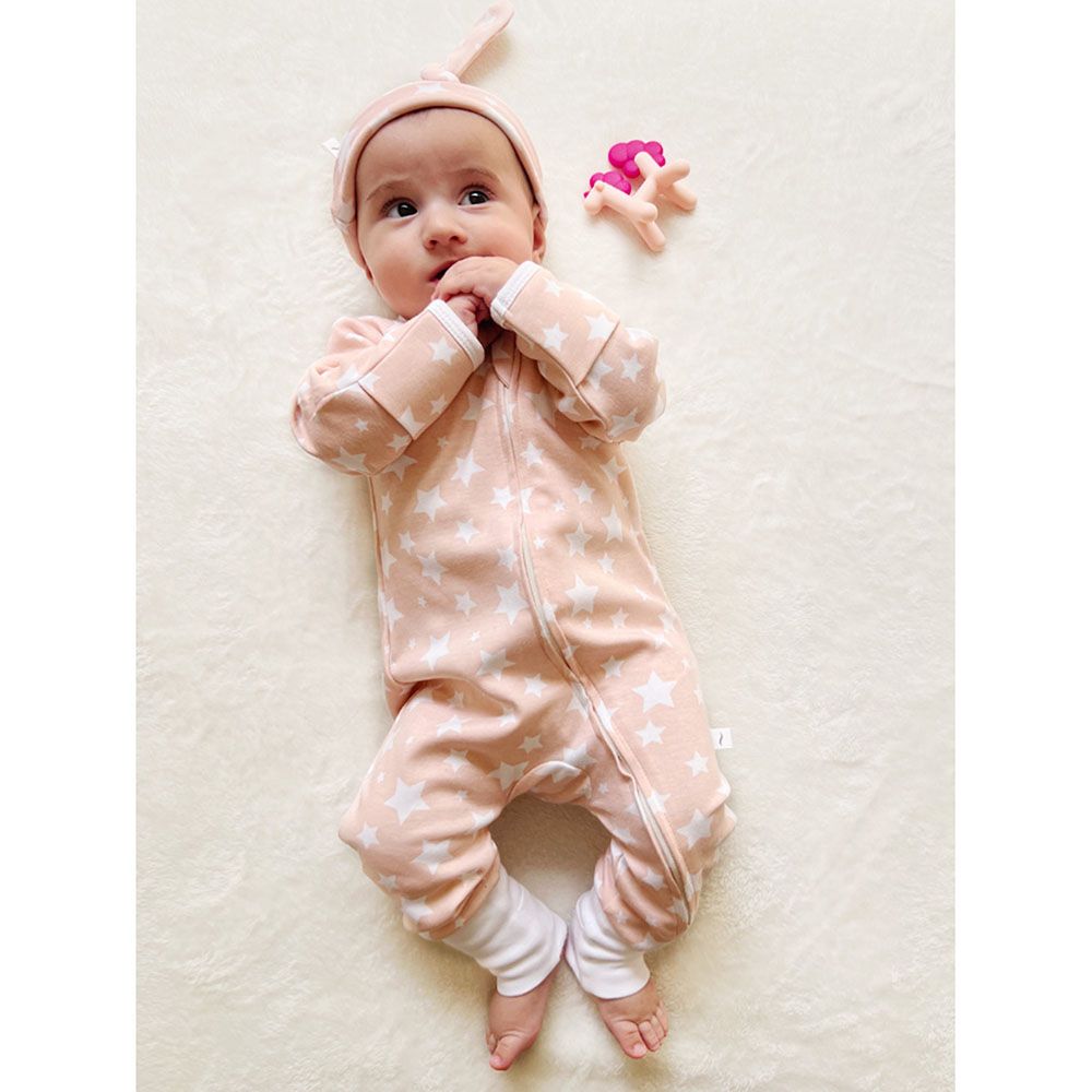 Impressions - Snuggly Stars Romper Beanie Set - Pink