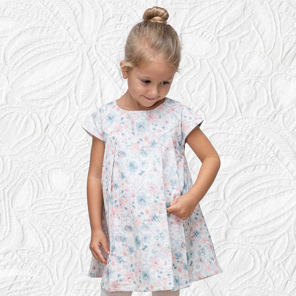 Jules & Juliette - Rose Baby Short Sleeves Dress - Flowery Buds Pink