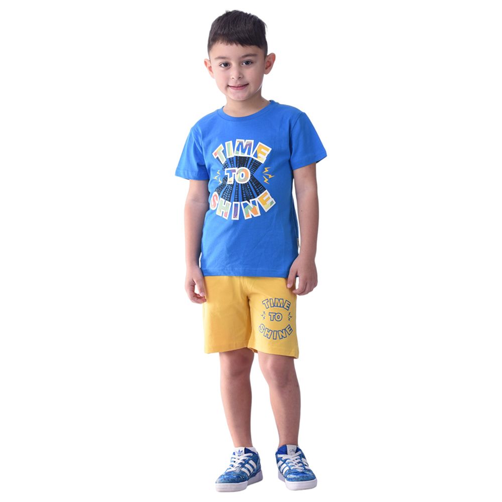 Victor and Jane - 2pc-Set - Boy's Cotton T-Shirt and Shorts - Blue/Yellow