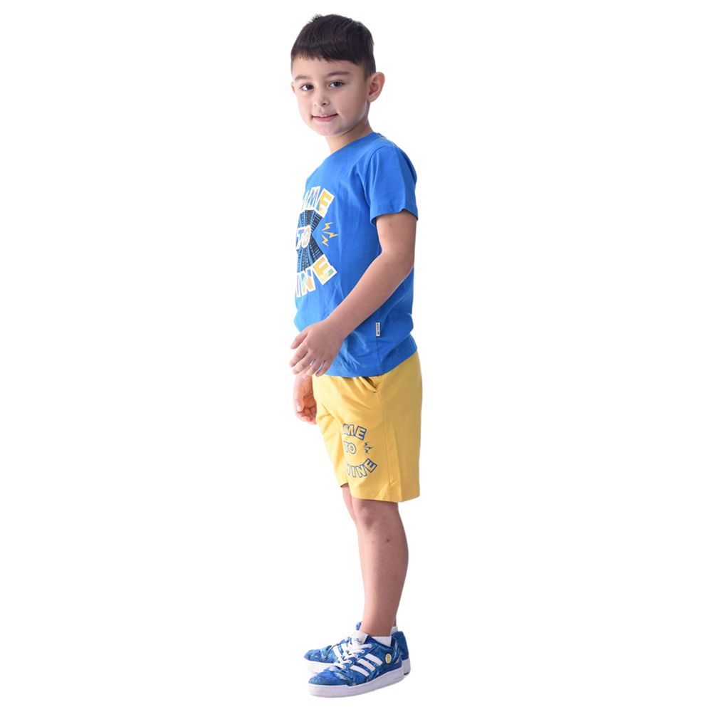 Victor and Jane - 2pc-Set - Boy's Cotton T-Shirt and Shorts - Blue/Yellow