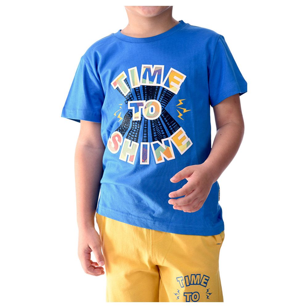 Victor and Jane - 2pc-Set - Boy's Cotton T-Shirt and Shorts - Blue/Yellow