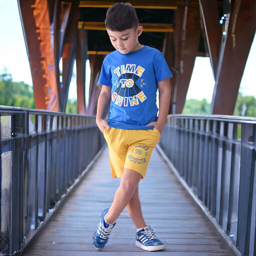 Victor and Jane - 2pc-Set - Boy's Cotton T-Shirt and Shorts - Blue/Yellow