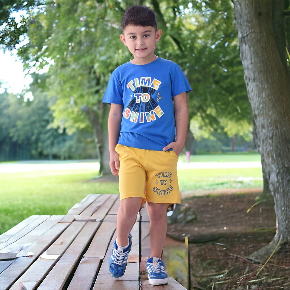 Victor and Jane - 2pc-Set - Boy's Cotton T-Shirt and Shorts - Blue/Yellow