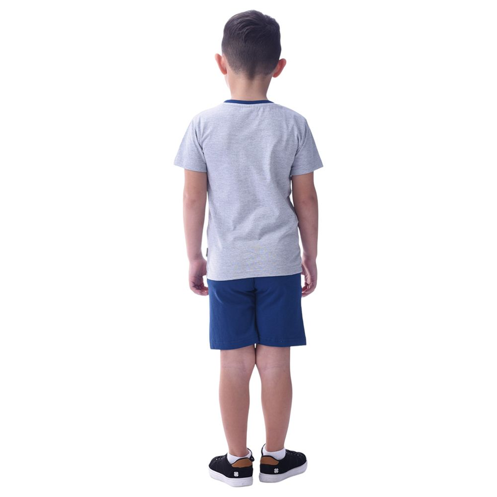 Victor and Jane - 2pc-Set - Boy's Cotton T-Shirt and Shorts - Navy/Grey