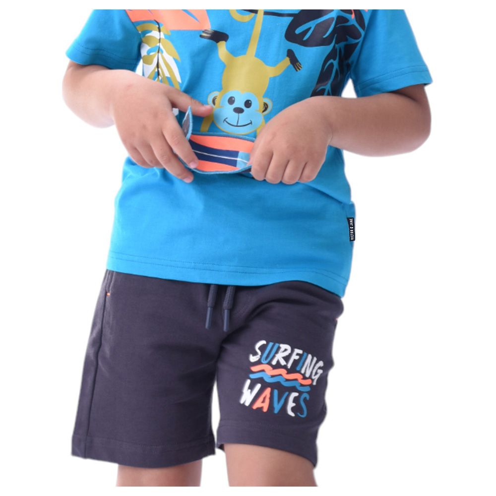 Victor and Jane - 2pc-Set - Boy's Cotton T-Shirt and Shorts - Blue/Grey