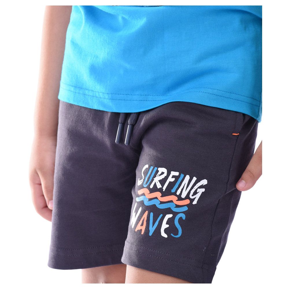 Victor and Jane - 2pc-Set - Boy's Cotton T-Shirt and Shorts - Blue/Grey