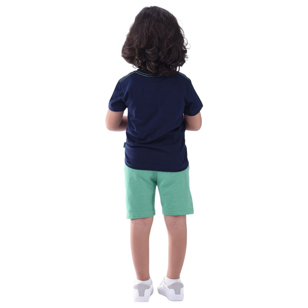 Victor and Jane - 2pc-Set - Boy's Cotton T-Shirt and Shorts - Navy/Green