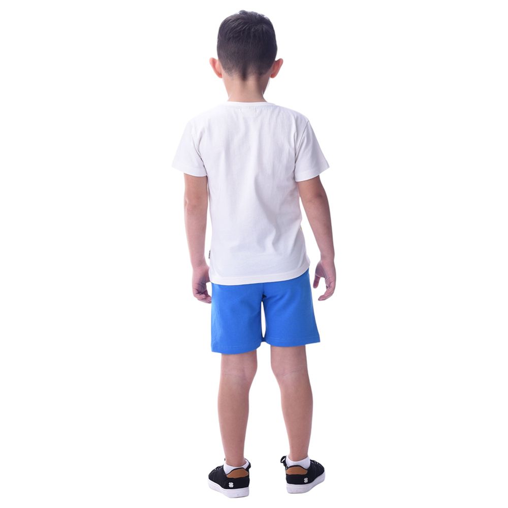 Victor and Jane - 2pc-Set - Boy's Cotton T-Shirt and Shorts - White/Blue