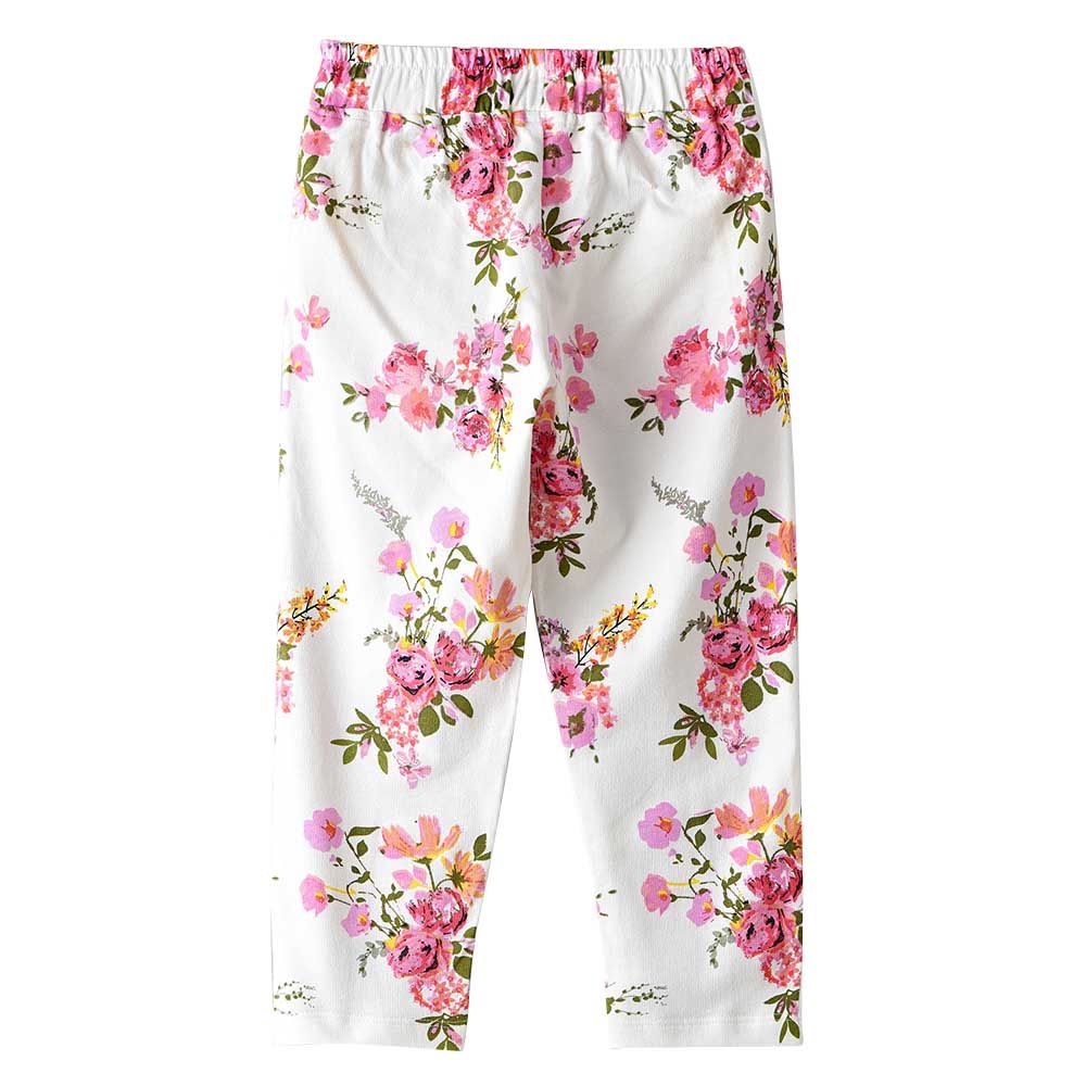 Jelliene - Girls Printed Soft Cotton Sweatpants - White