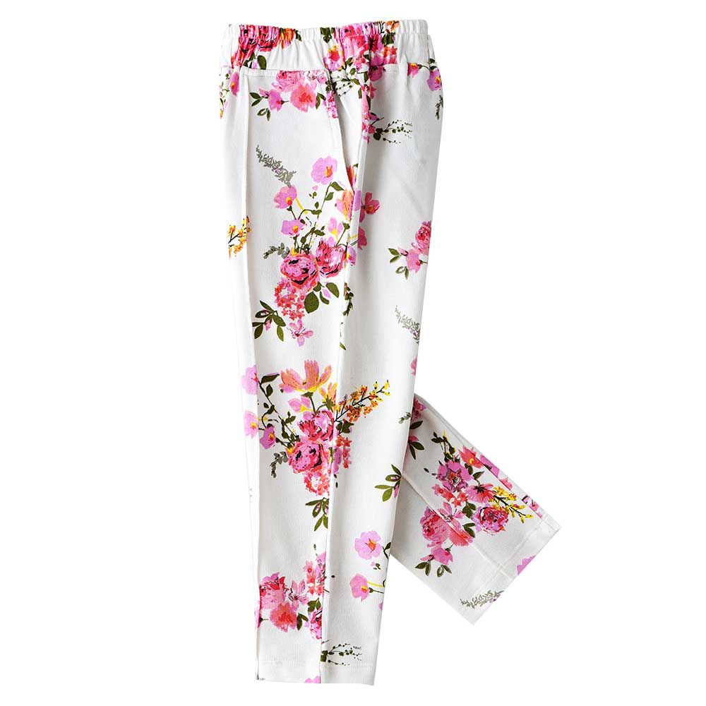 Jelliene - Girls Printed Soft Cotton Sweatpants - White