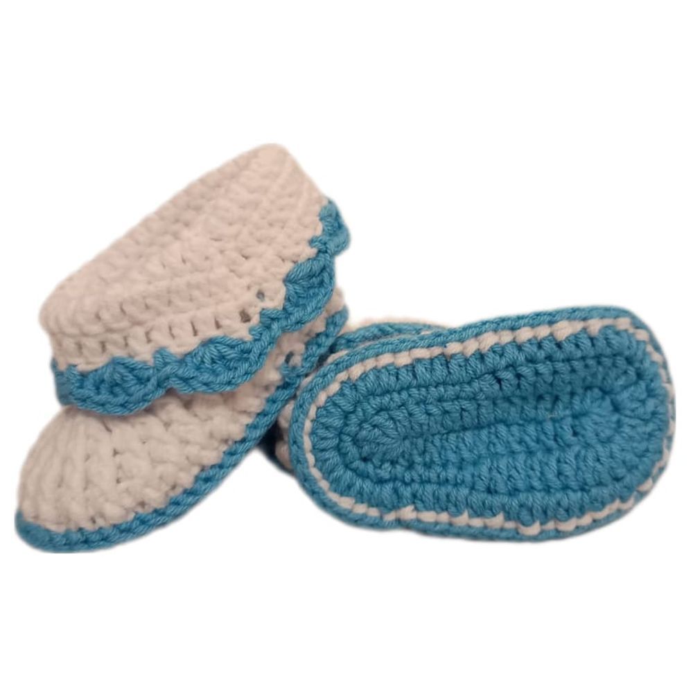 Pikkaboo - HeavenlyHugs Handmade Crochet Booties - Blue/White