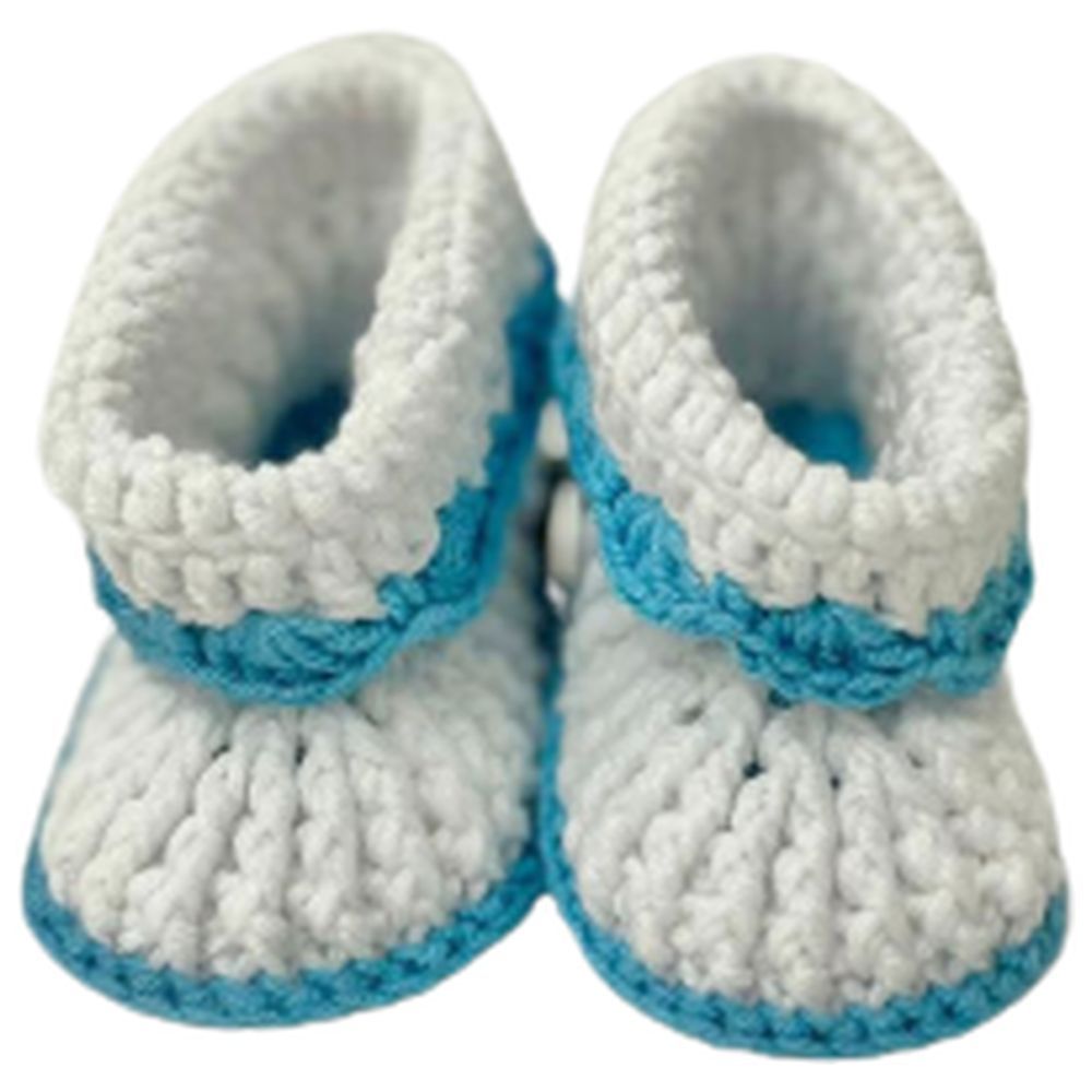 Pikkaboo - HeavenlyHugs Handmade Crochet Booties - Blue/White