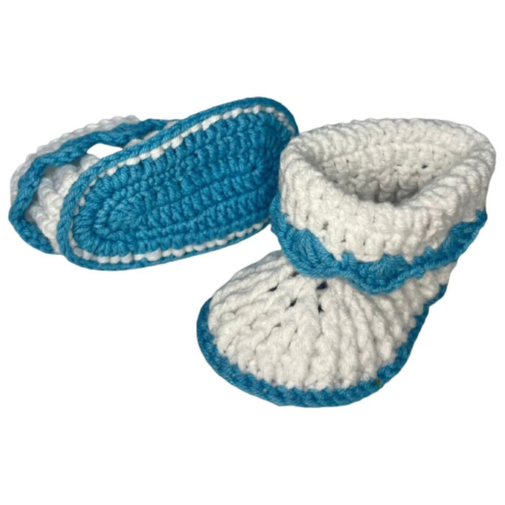 Pikkaboo - HeavenlyHugs Handmade Crochet Booties - Blue/White