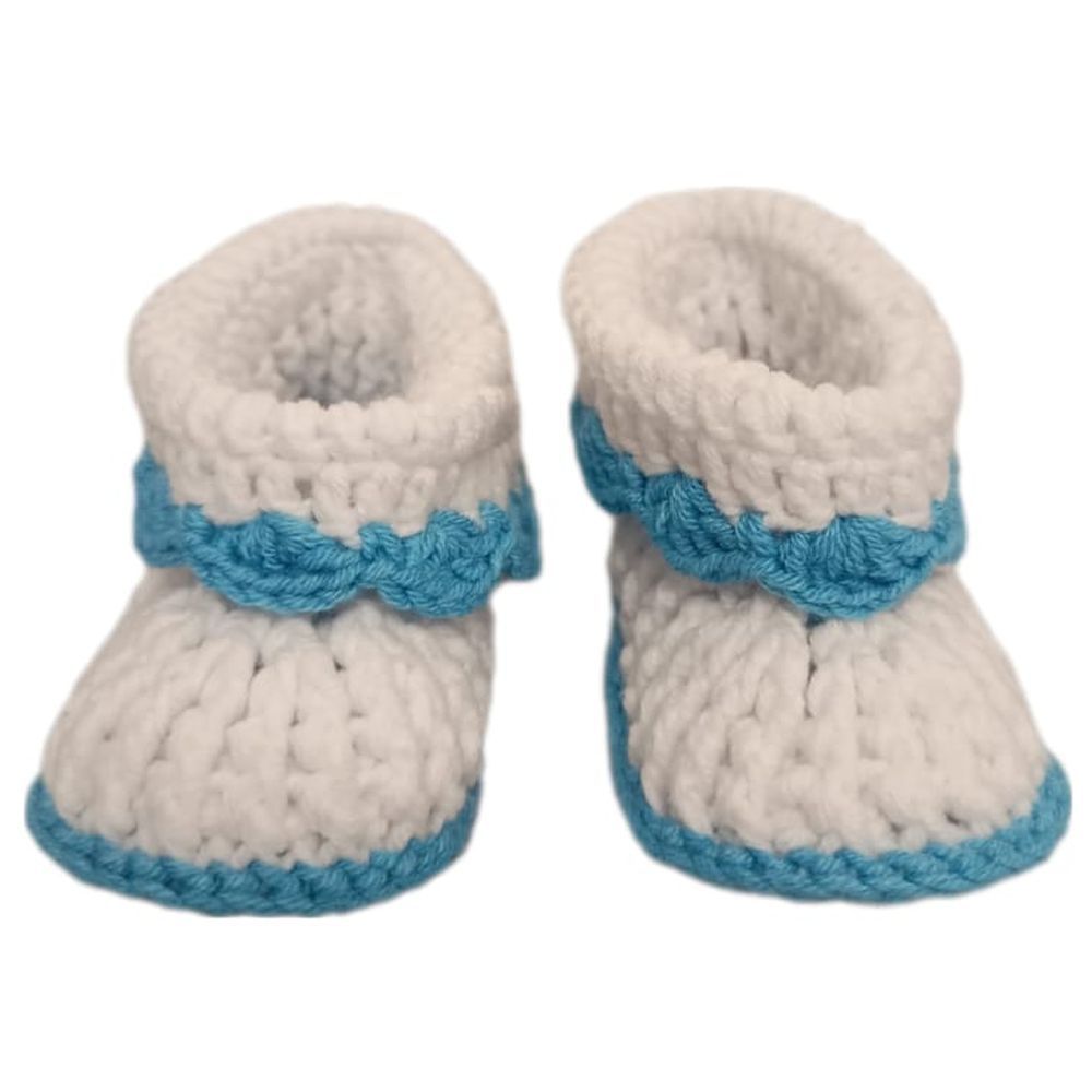 Pikkaboo - HeavenlyHugs Handmade Crochet Booties - Blue/White