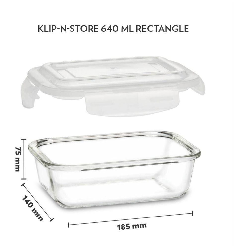 Borosil - Klip-N-Store Rectangular Glass Container - 640 ml