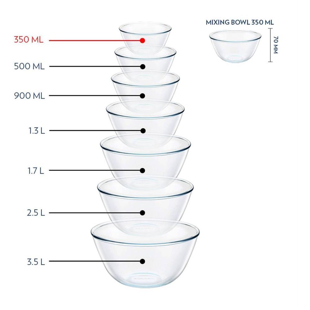 Borosil - Icate Round Glass Mixing Bowl - 350 ml